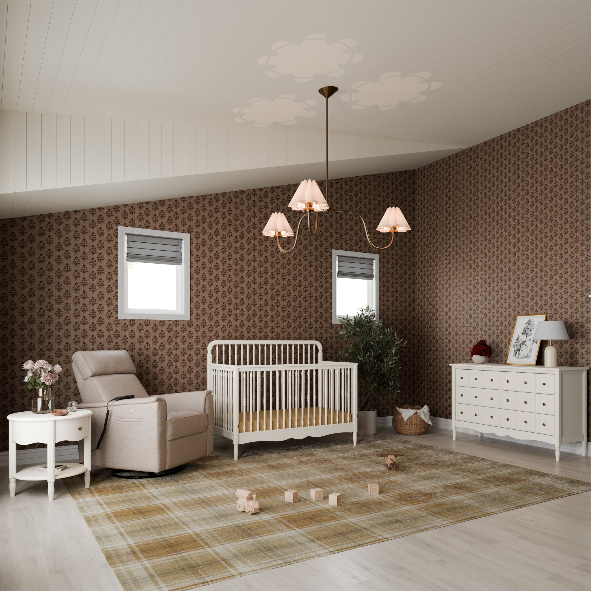 M7141RW,Namesake,Liberty 4-in-1 Convertible Spindle Crib in Warm White