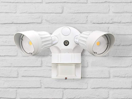Eco-Star 13" Wide White Two Head LED Motion Security Flood Light