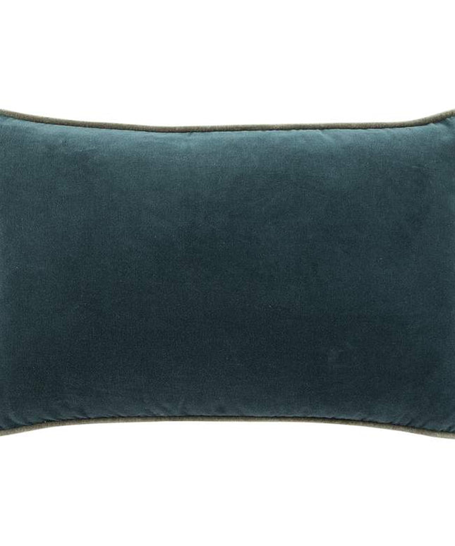 Emerson Lyla Solid Teal Cream 21"x13" Lumbar Throw Pillow