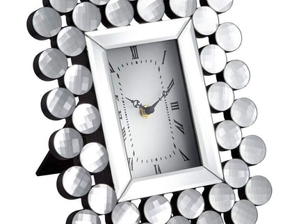 Faywood 11" High Silver Mirrored Tabletop Clock