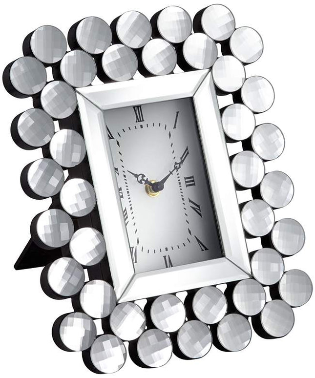 Faywood 11" High Silver Mirrored Tabletop Clock