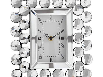 Faywood 11" High Silver Mirrored Tabletop Clock