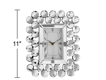 Faywood 11" High Silver Mirrored Tabletop Clock