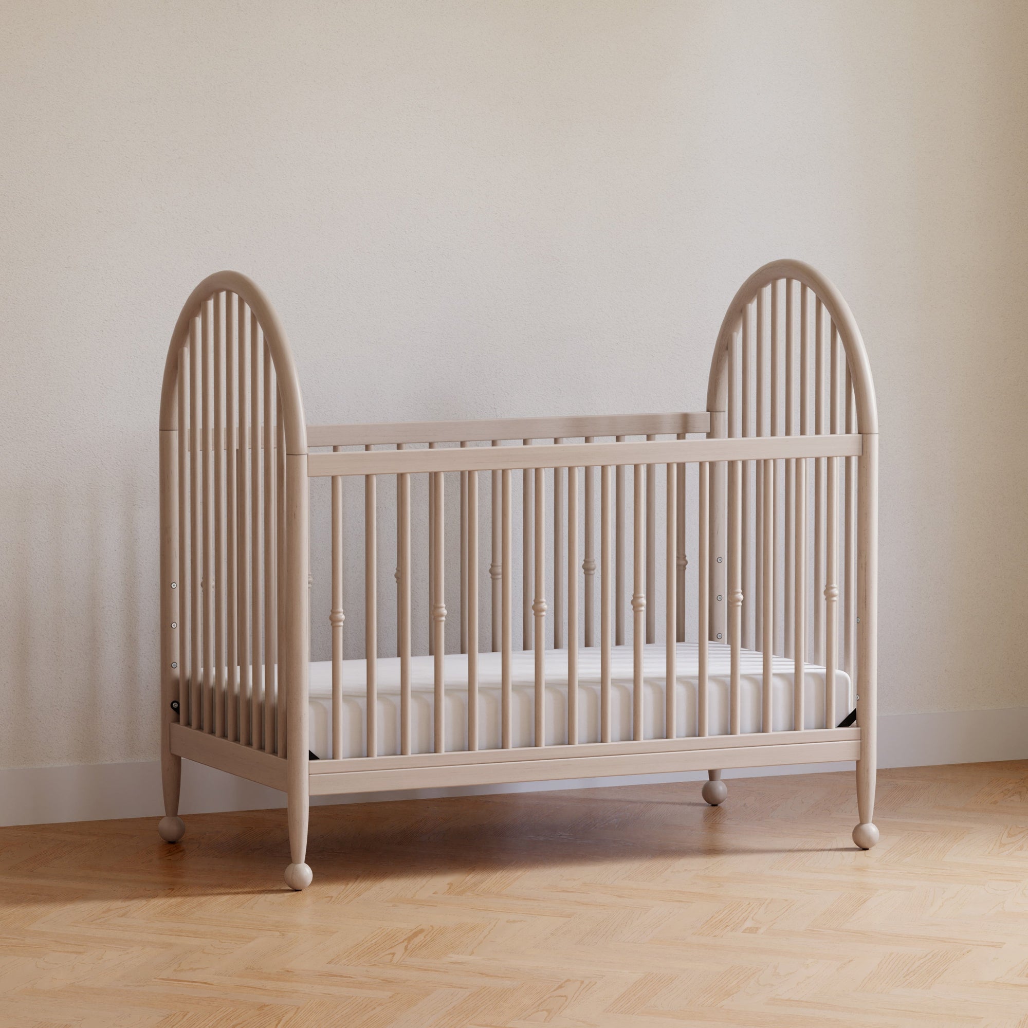 M31401WP,Namesake,Alouette 3-in-1 Convertible Spindle Crib in Washed Pine