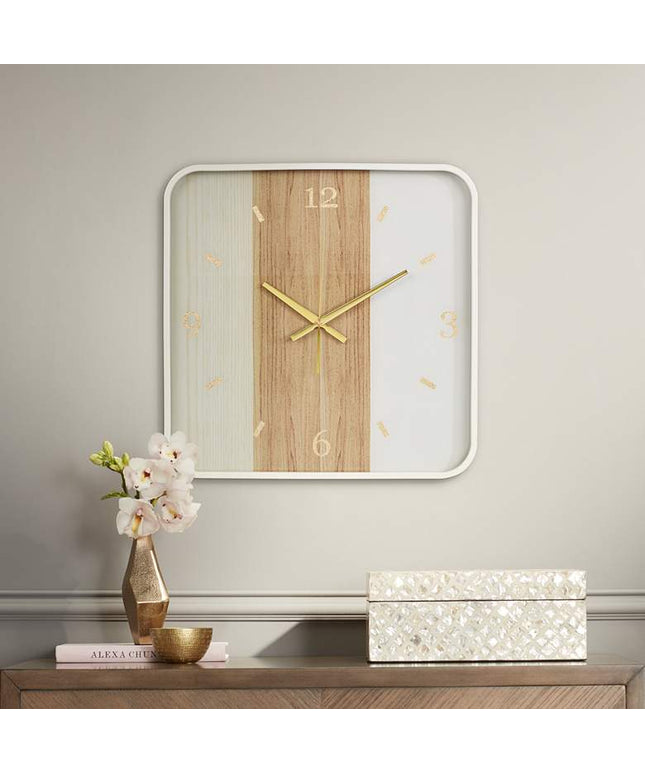 Fitzroy Painted Wood and White 17 1/4" Square Wall Clock