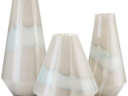 Floating Cloud Light Gray and White Glass Vases Set of 3