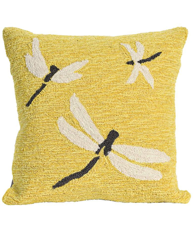 Frontporch Dragonfly Yellow 18" Square Indoor-Outdoor Pillow
