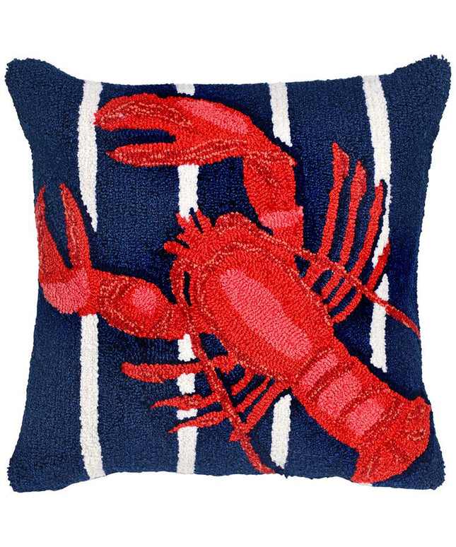 Frontporch Lobster on Stripes Navy 18" Indoor-Outdoor Pillow