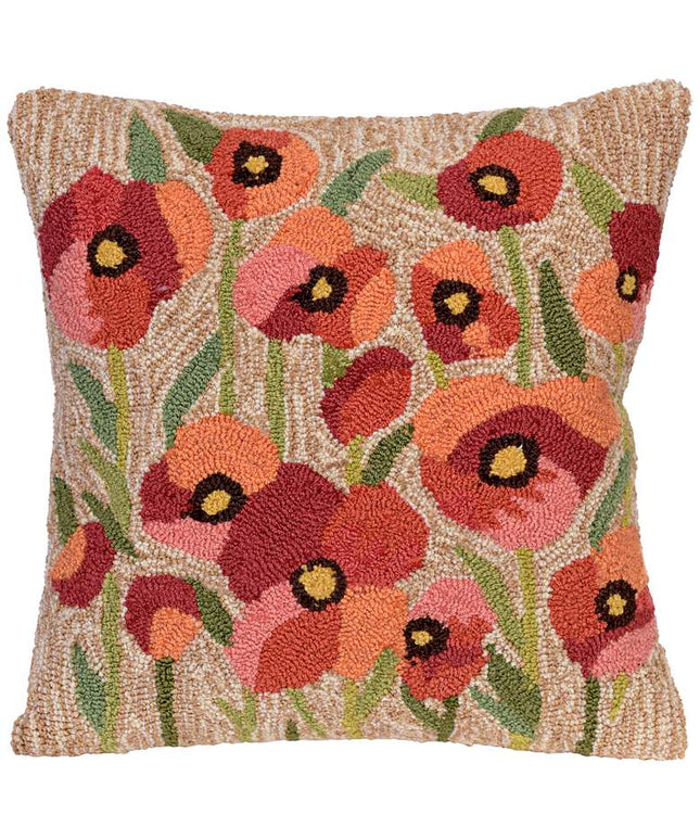 Frontporch Poppies Neutral 18" Square Indoor-Outdoor Pillow