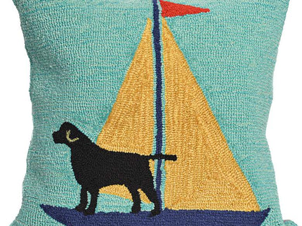 Frontporch Sailing Dog Yellow 18" Indoor-Outdoor Pillow