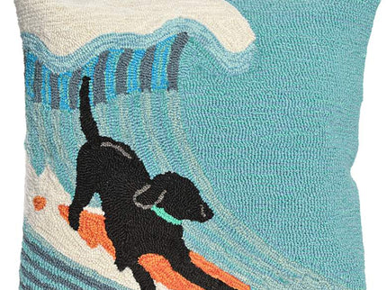 Frontporch Surfing Dog Ocean 18" Indoor-Outdoor Pillow