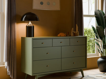 M15916OL,Palma 7-Drawer Double Dresser  Assembled in Olive