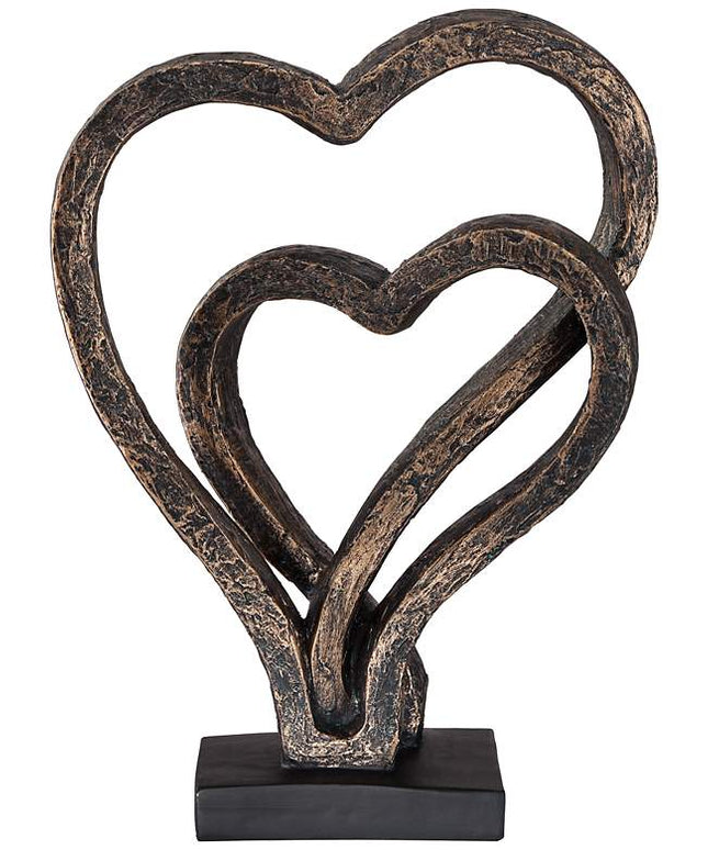 Interlocking Hearts 11 3/4" High Bronze Finish Sculpture