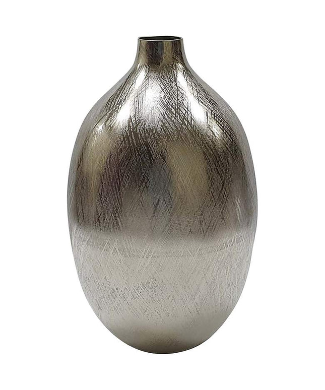 Iris 13 3/4" High Silver Streak Round Decorative Vase