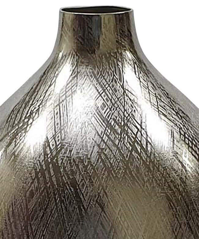 Iris 13 3/4" High Silver Streak Round Decorative Vase