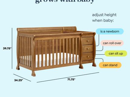M5582CT,DaVinci,Kalani 4-in-1 Convertible Crib & Changer in Chestnut