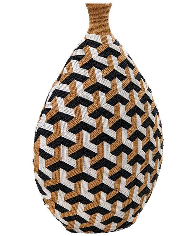 Jahia 18 1/2"H Natural Black White Geometric Decorative Vase