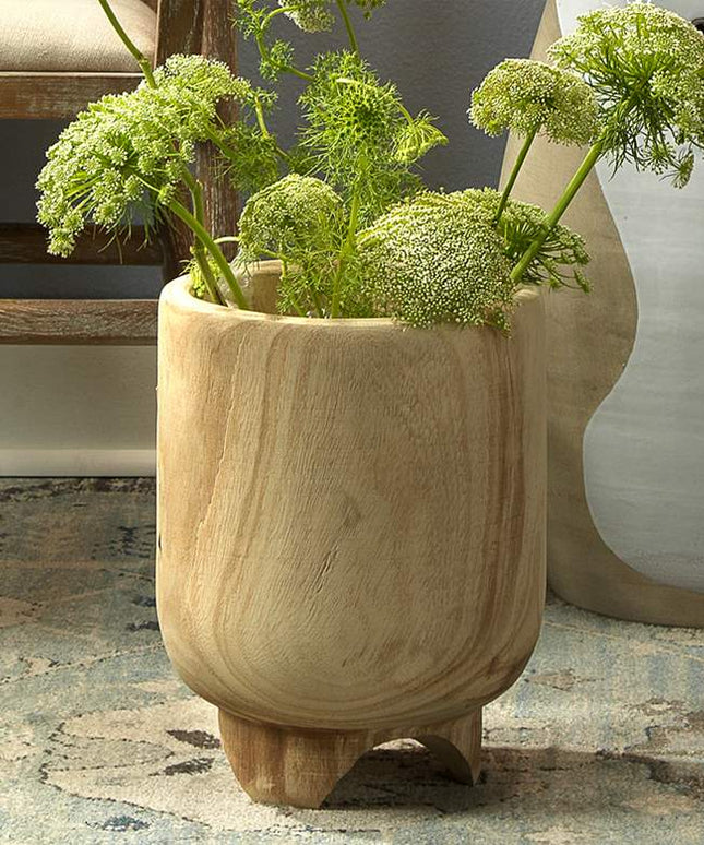 Jamie Young Canyon 12" High Brown Natural Wood Vase
