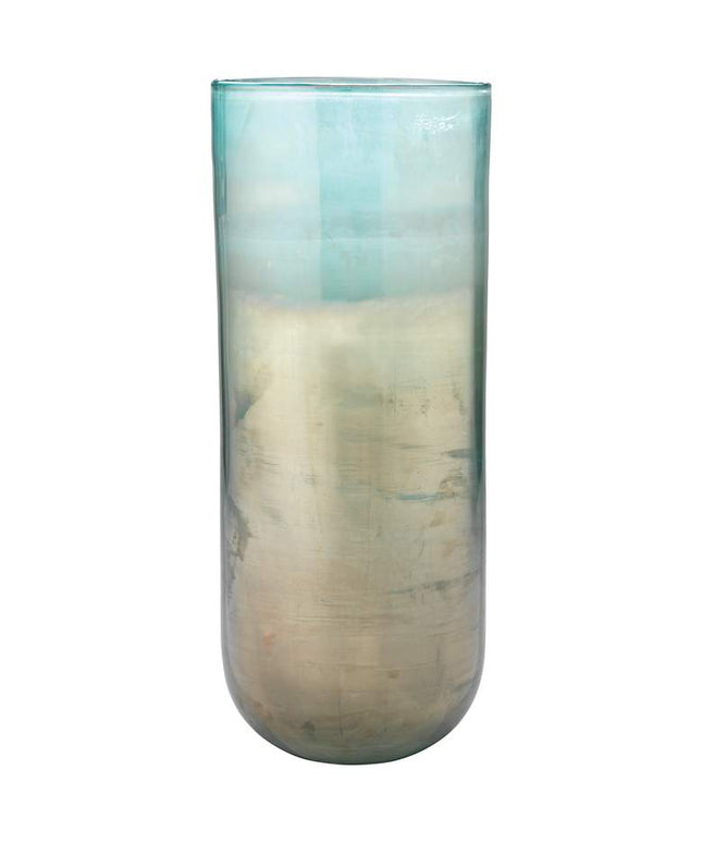 Jamie Young Vapor Metallic Aqua 20" High Glass Vase