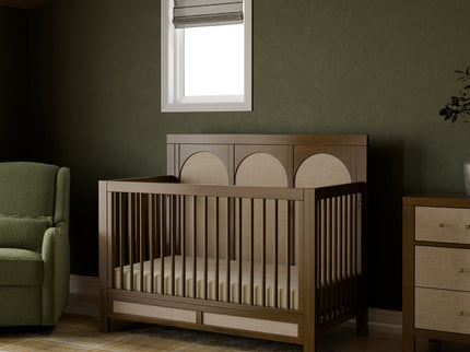 M24801NLPSEW,Namesake,Eloise 4-in-1 Convertible Crib in Natural Walnut & Performance Sand Eco-Weave