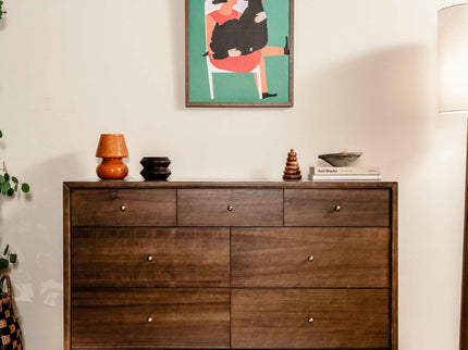 M15916NL,Palma 7-Drawer Double Dresser  Assembled in Natural Walnut