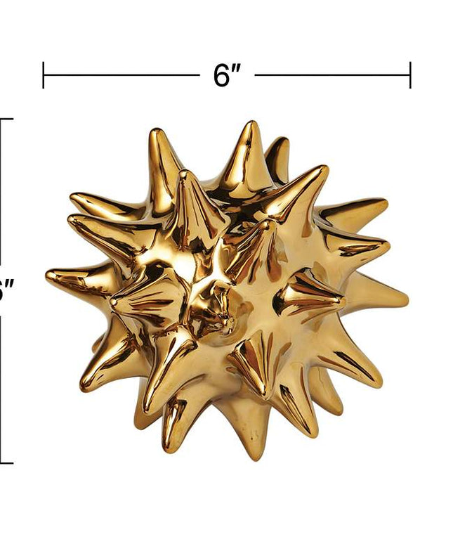 Large Bright Gold 6" High Ceramic Urchin Sculpture