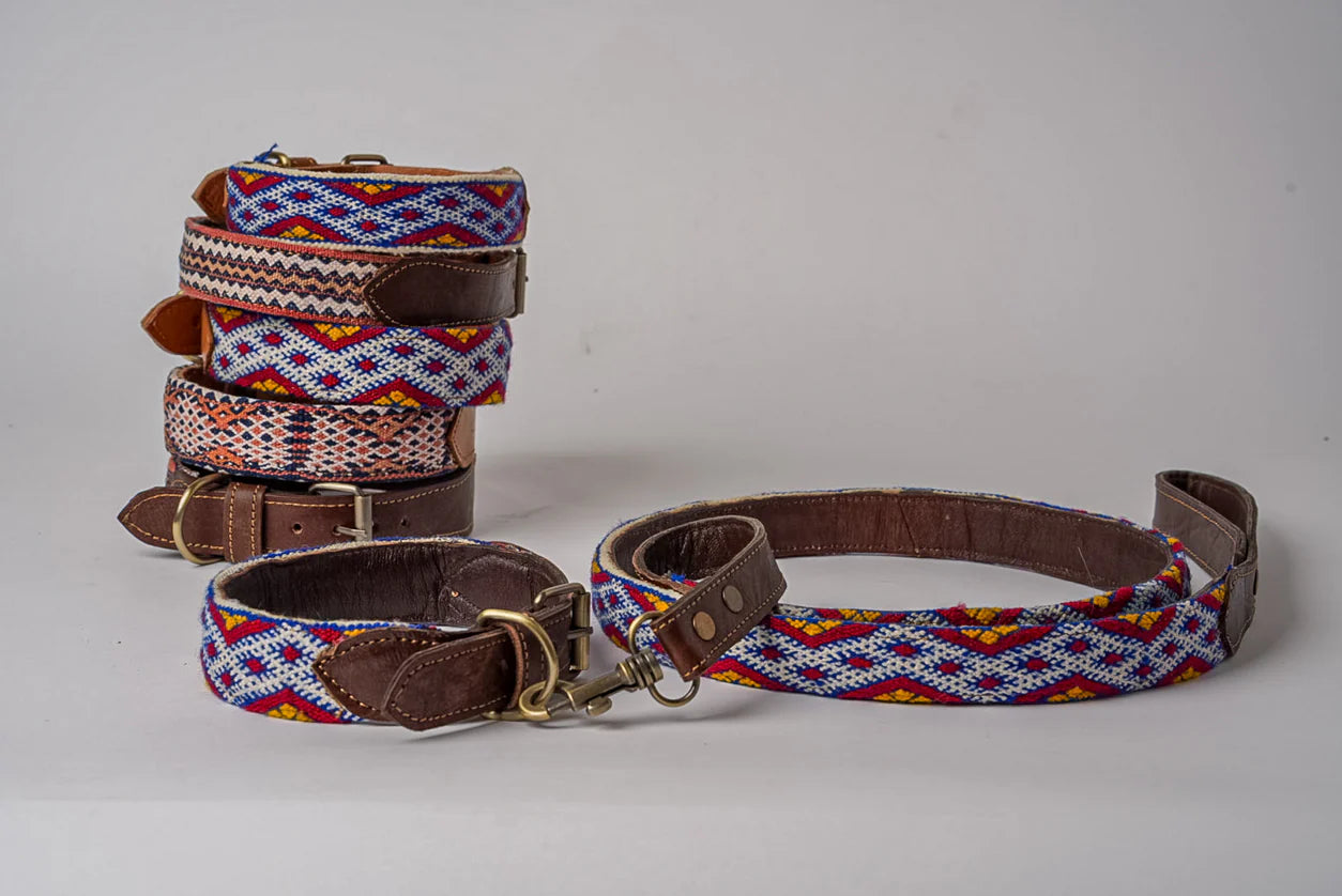 Moroccan Kilim Dog Leash and Collar