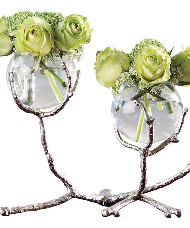 Limber Nickel 12" Wide Twig 2-Vase Holder