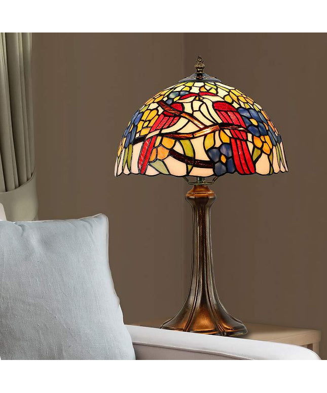 Lovebirds Floral 19" High Antique Bronze Accent Table Lamp