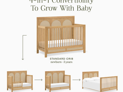 M24801HYPSEW,Namesake,Eloise 4-in-1 Convertible Crib in Honey & Performance Sand Eco-Weave