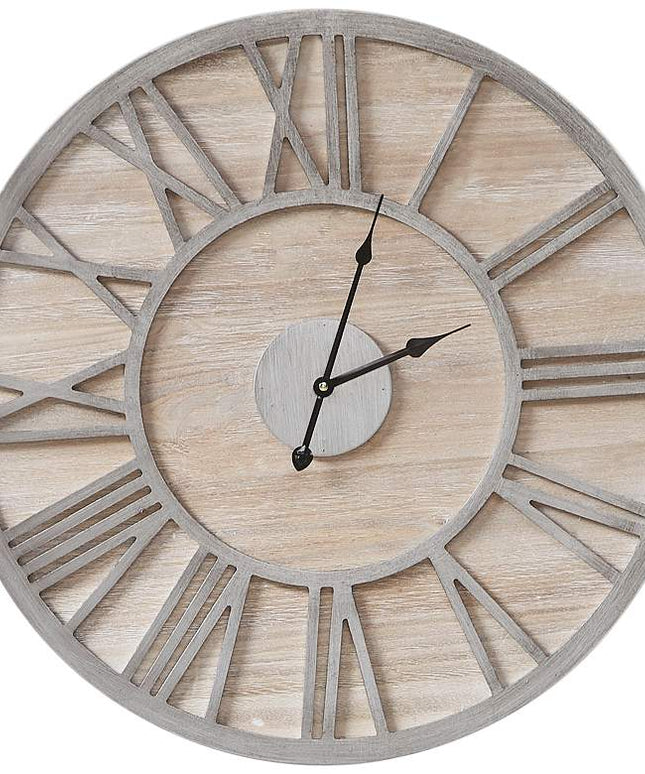 Madison Park Mason 23 1/2" Round Natural Wood Wall Clock