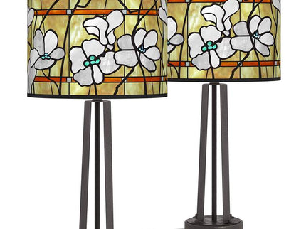 Magnolia Mosaic Susan Dark Bronze USB Table Lamps Set of 2