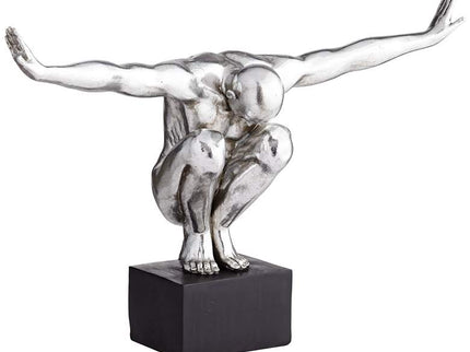 Male Gymnast Pose 19 1/2" Wide Silver Sculpture