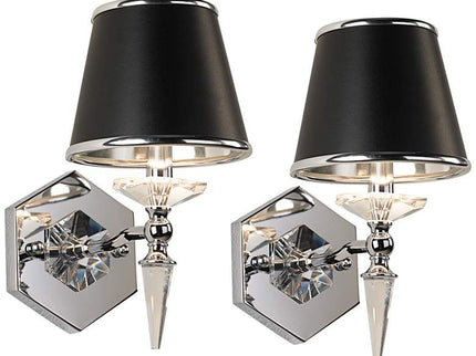 Manhattan 13" High Black and Chrome Crystal Wall Sconce Set of 2