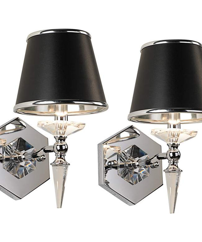 Manhattan 13" High Black and Chrome Crystal Wall Sconce Set of 2