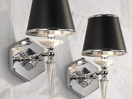 Manhattan 13" High Black and Chrome Crystal Wall Sconce Set of 2