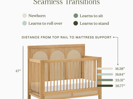 M24801HYPSEW,Namesake,Eloise 4-in-1 Convertible Crib in Honey & Performance Sand Eco-Weave