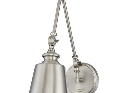 Meridian Brushed Nickel Adjustable Wall Lamps Set of 2