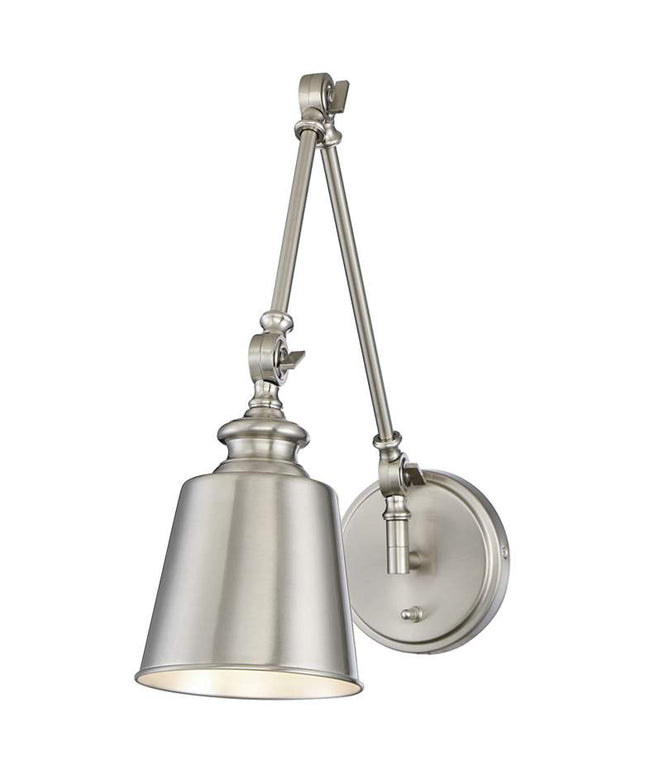 Meridian Brushed Nickel Adjustable Wall Lamps Set of 2