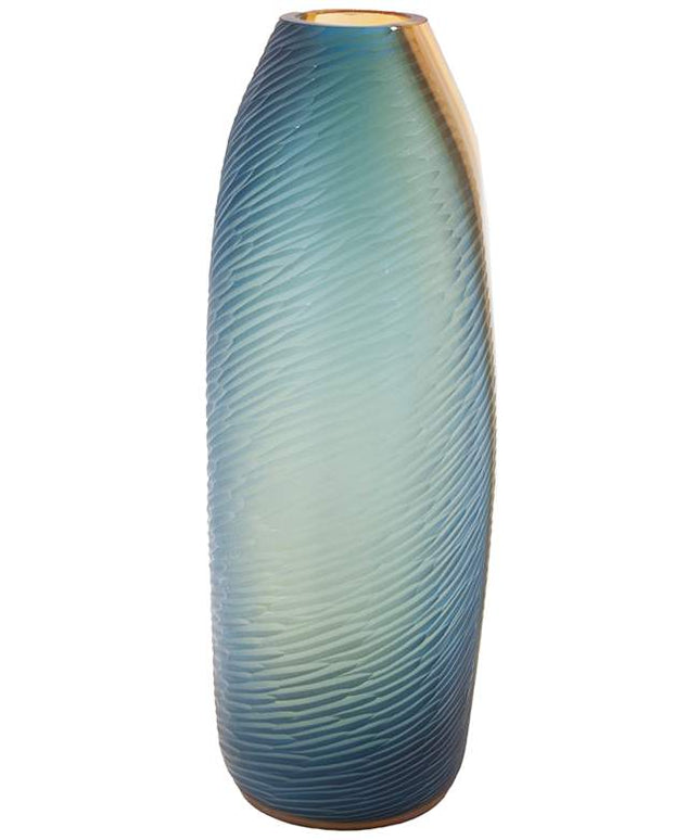 Mirina 16 1/2" High Blue and Amber Glass Decorative Vase