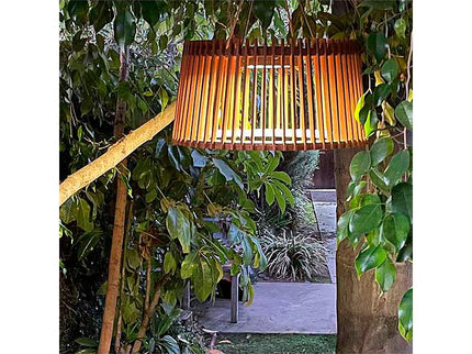 Muse 19" Wide Weathered Teak LED Solar Powered Hanging Light