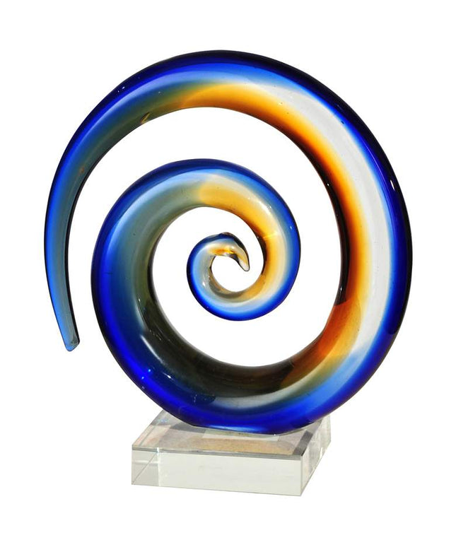 Mystification 8" High Multi-Color Blue Glass Sculpture