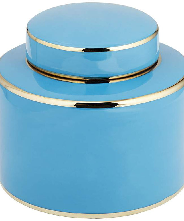 Nirvana Shiny Turquoise Porcelain Round Jar with Lid