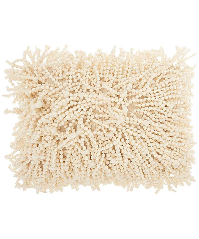 Nourison Shag Ivory Skinny Fugga 20" x 14" Throw Pillow