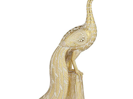 Paisley Wing Peacock 13 1/2" High Shiny Gold Statue