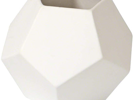 Plateau Matte White 7" Wide Faceted Ceramic Vase