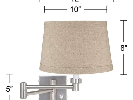 Possini Euro Brushed Nickel Linen Drum Shade Swing Arm Wall Lamp Set of 2