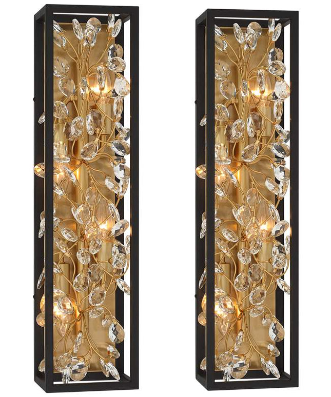 Possini Euro Carrine 24" High Black and Gold Bath Light Set of 2