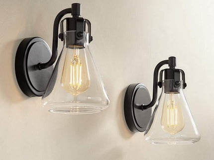 Possini Euro Cindy 8 1/2" High Bronze Beaker Wall Sconce Set of 2