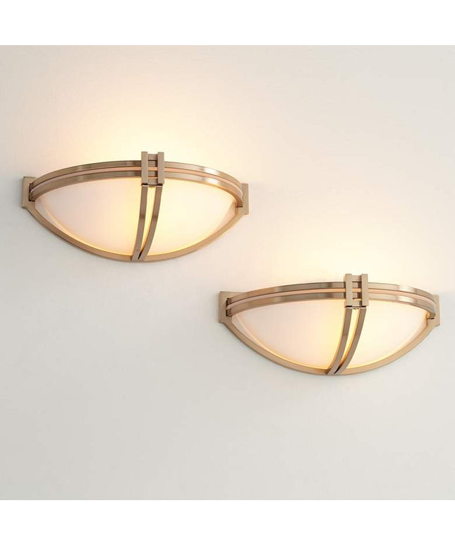 Possini Euro Deco 13 3/4" Wide Soft Gold Wall Sconce Set of 2